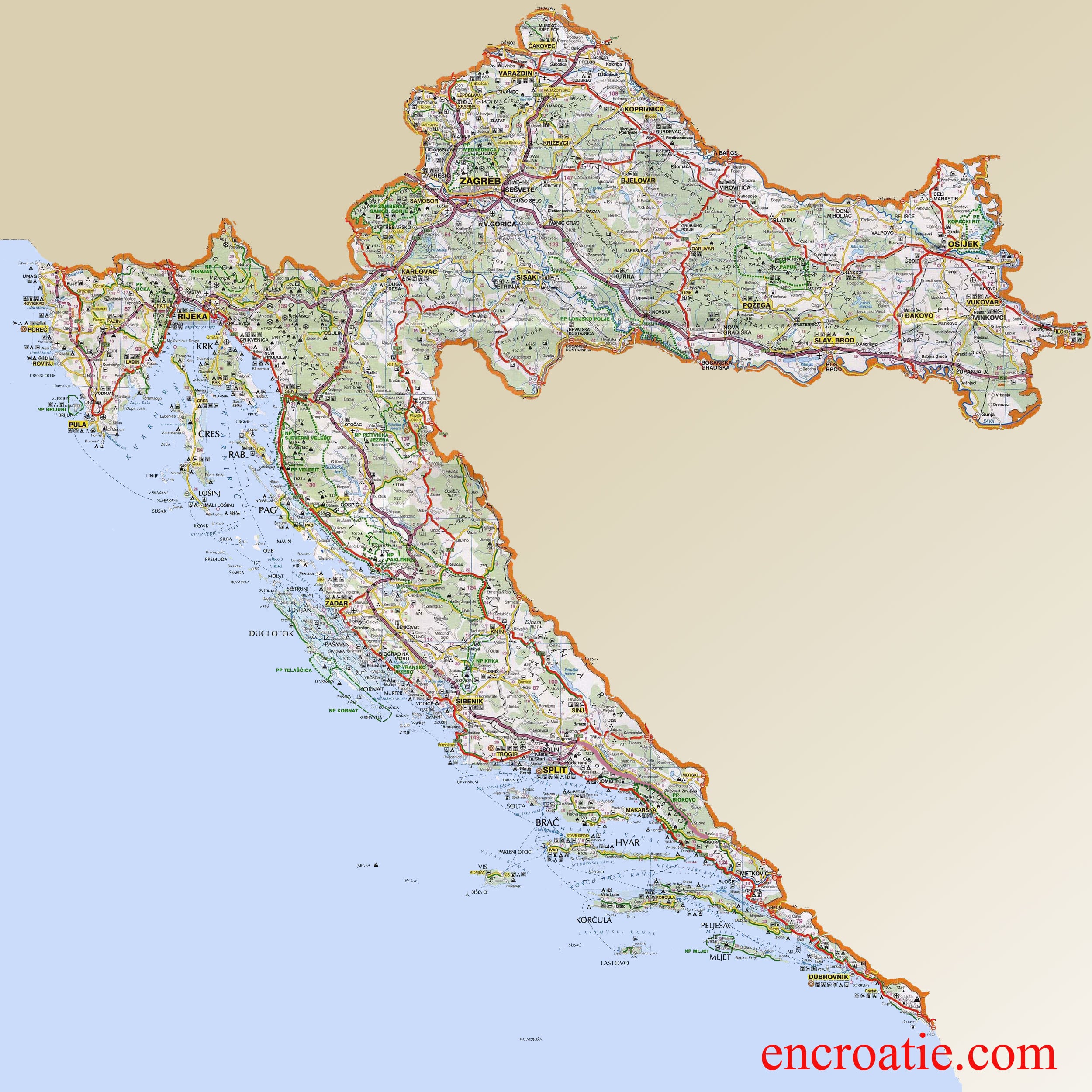 Carte de la Croatie