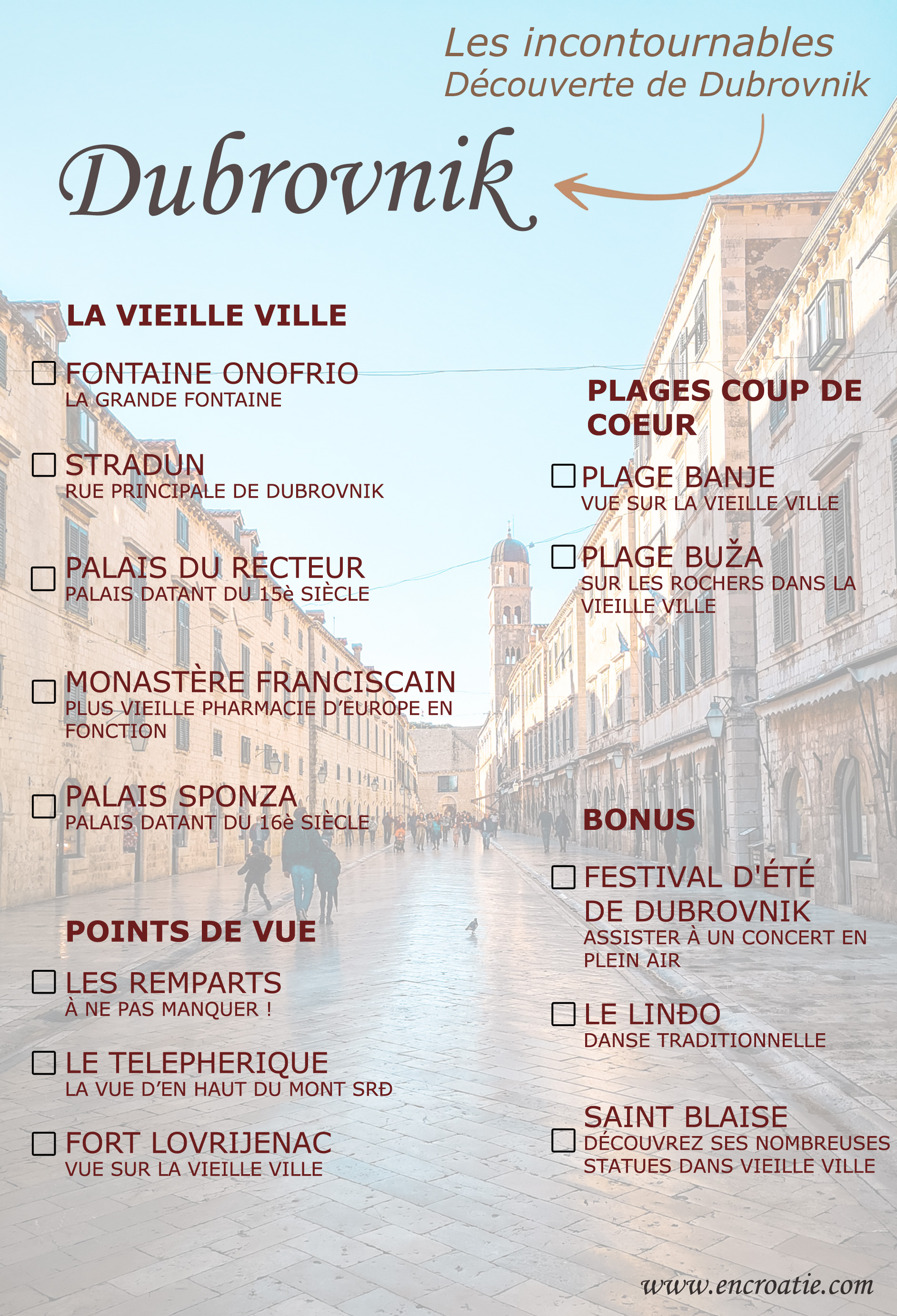 Bucket list Dubrovnik - Les incontournables