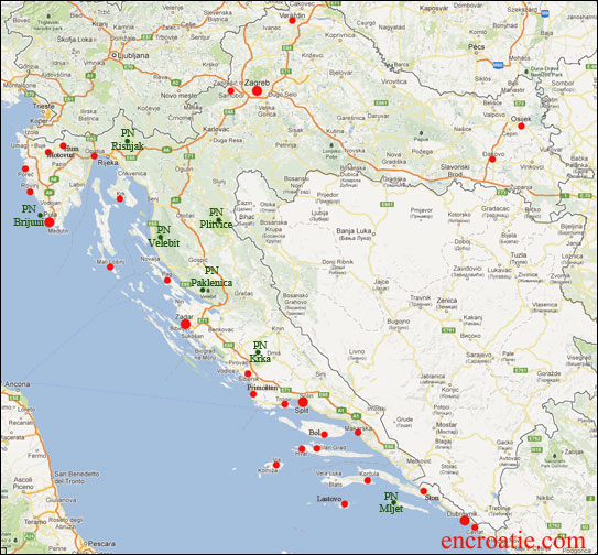 carte de la croatie et ses îles