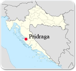 Pridraga en Croatie - Carte